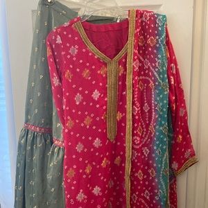 Pakistani Mint & Pink Gharara Set